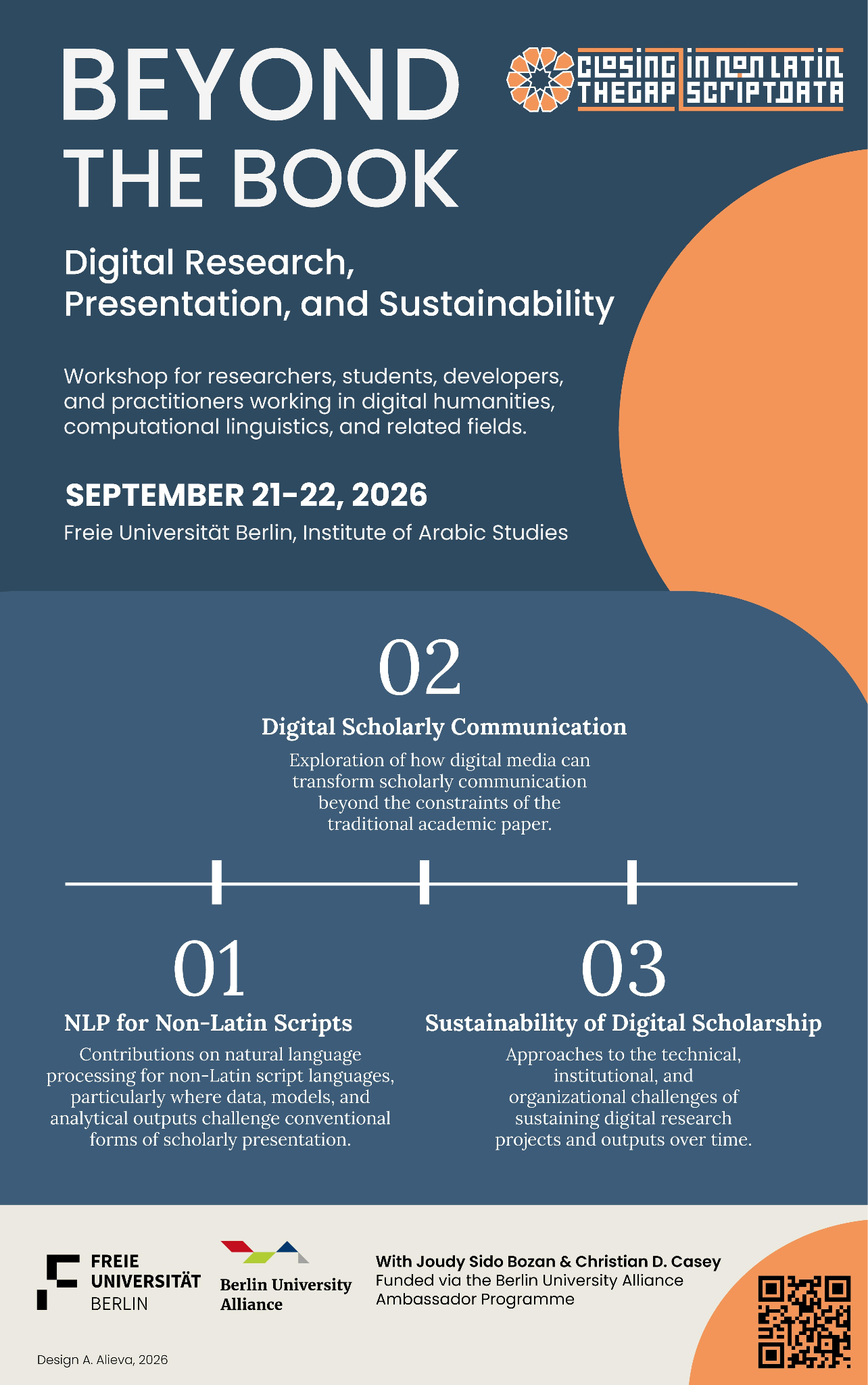 Poster of the workshop Beyond the Book, Freie Universität Berlin, 21–22 September 2026